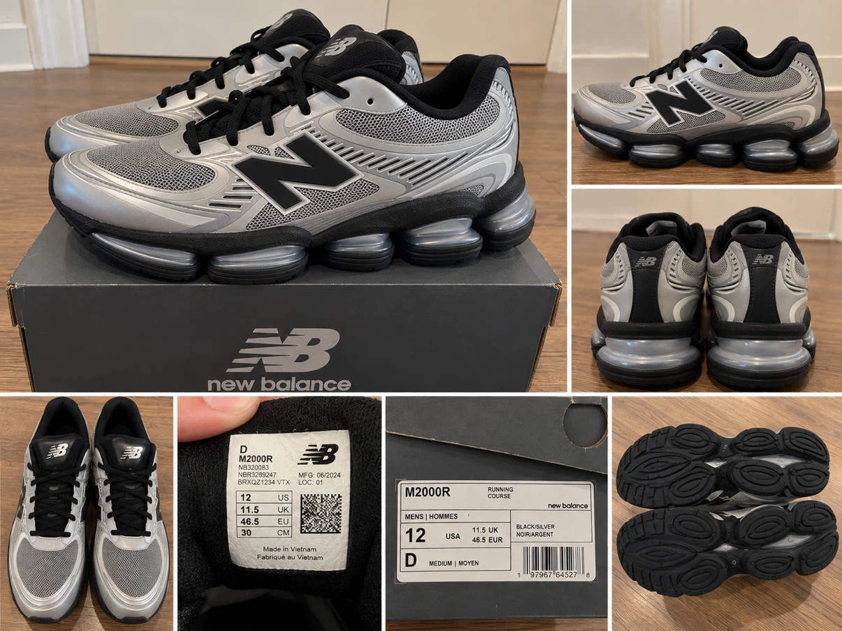 New Balance Abzorb M2000R Black Silver Shoes Size 12
