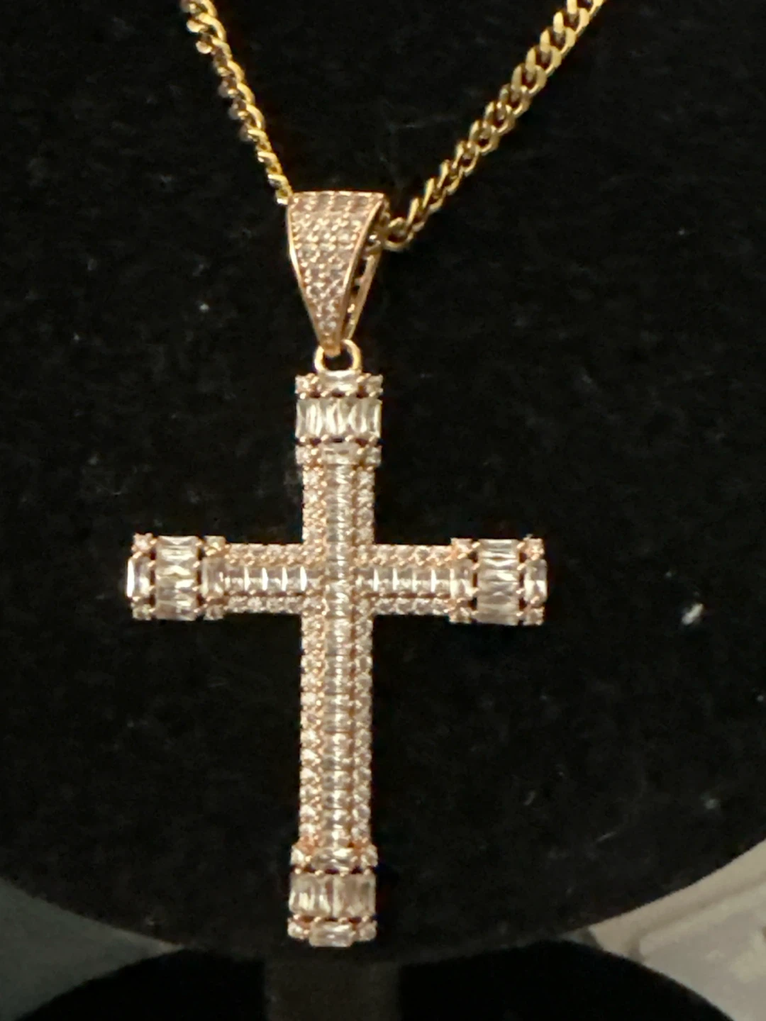 18k rose Gold-Tone laminated Cross Pendant  w Necklace - photo 2