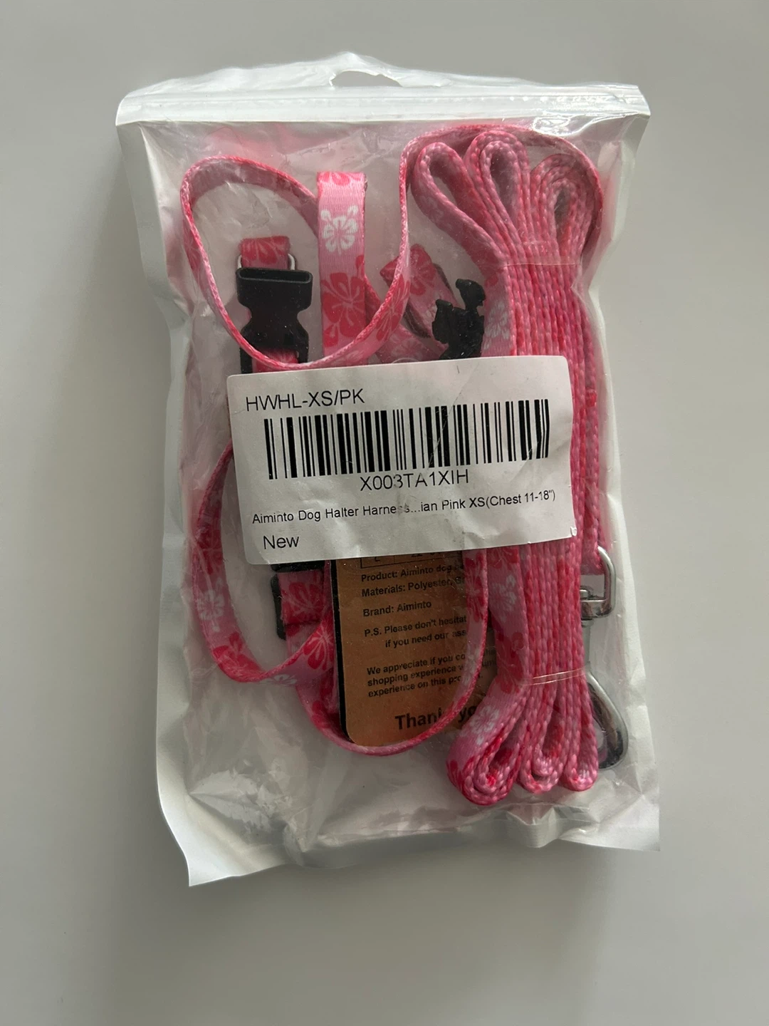 New Pet Harness & Leash Set – Pink, XS (11 - 18 in) - photo 3