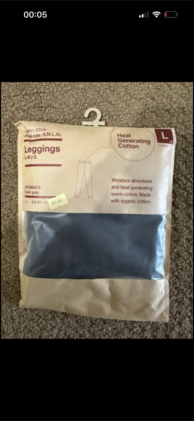 Japan MUJI : Heat Generating “Organic Cotton”Leggings Size L