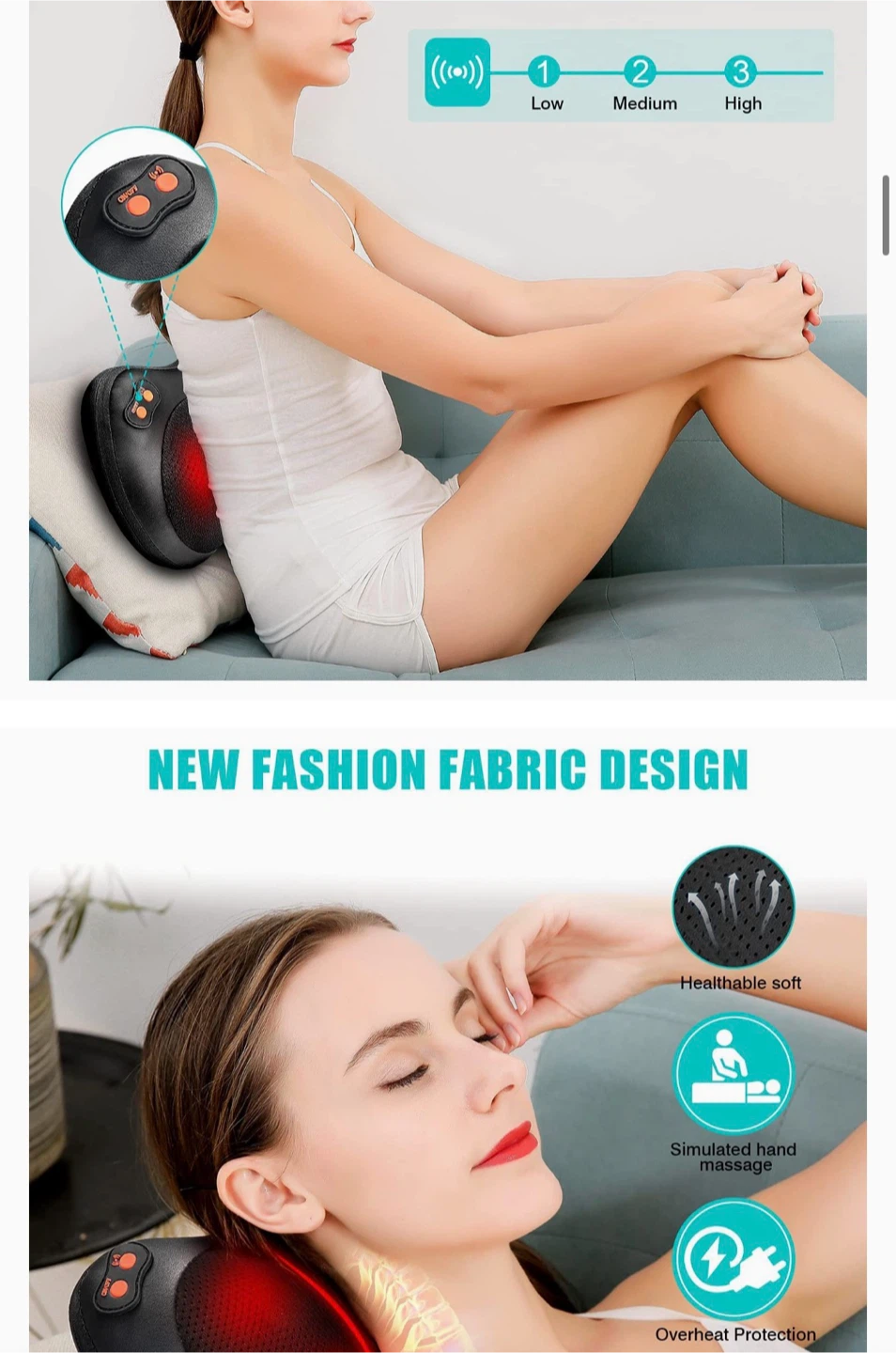 Neck and Back Massage Pillow with Heat - photo 4