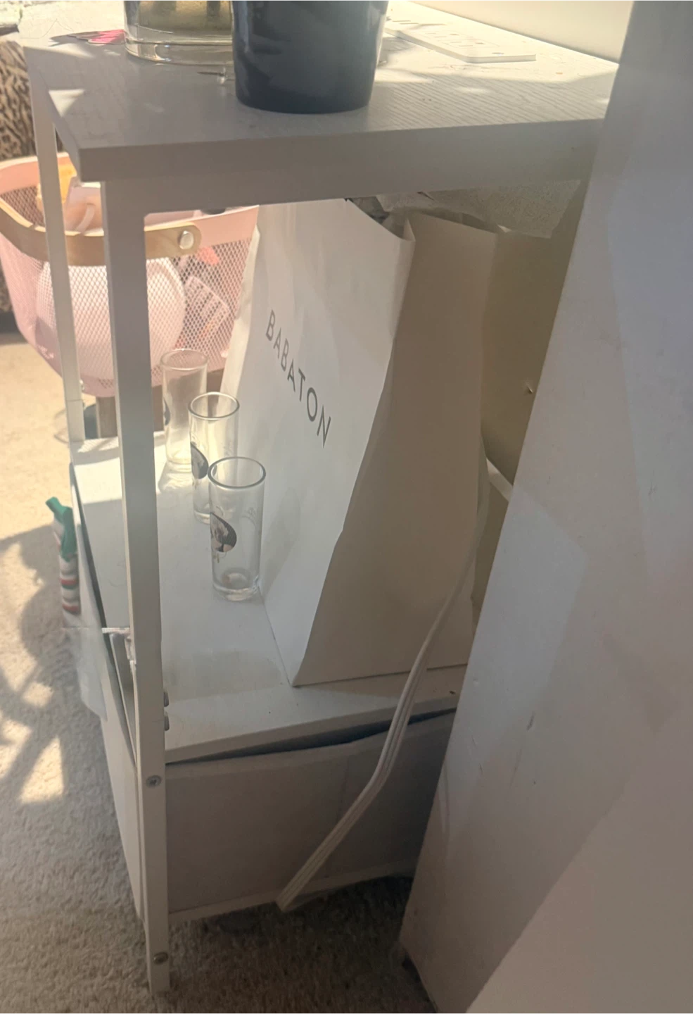 White Nightstand with Built-in Power Outlet