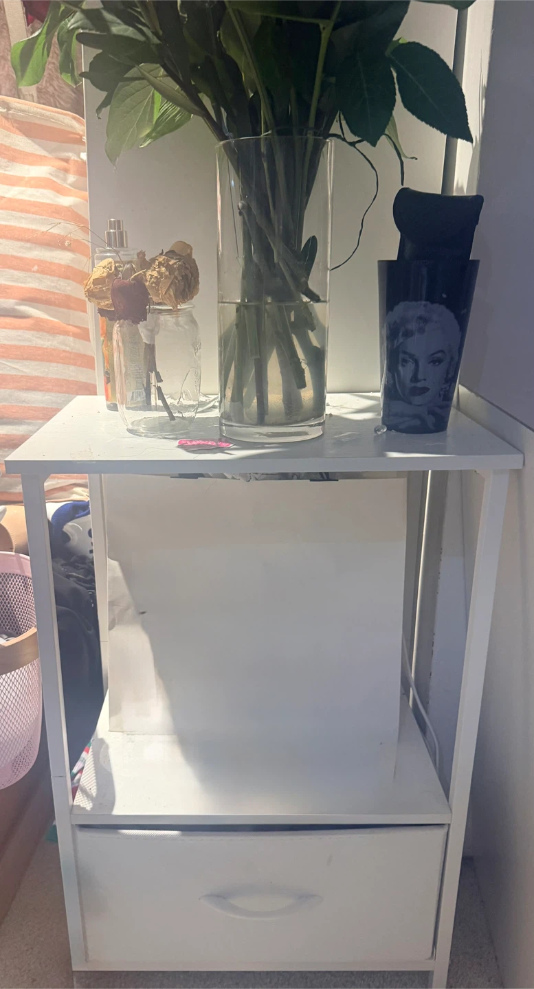 White Nightstand with Built-in Power Outlet - photo 2