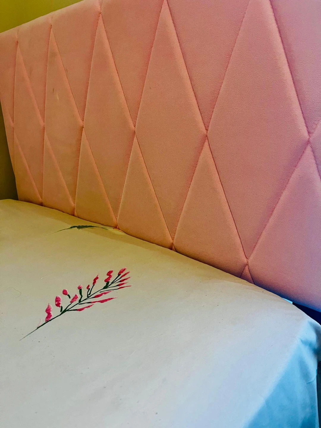 Pink Upholstered Twin Bed Frame - photo 3
