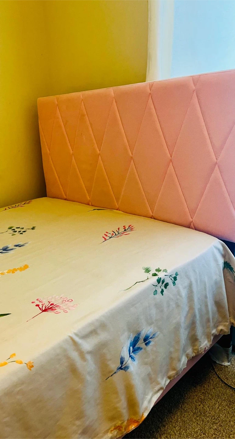 Pink Upholstered Twin Bed Frame - photo 4
