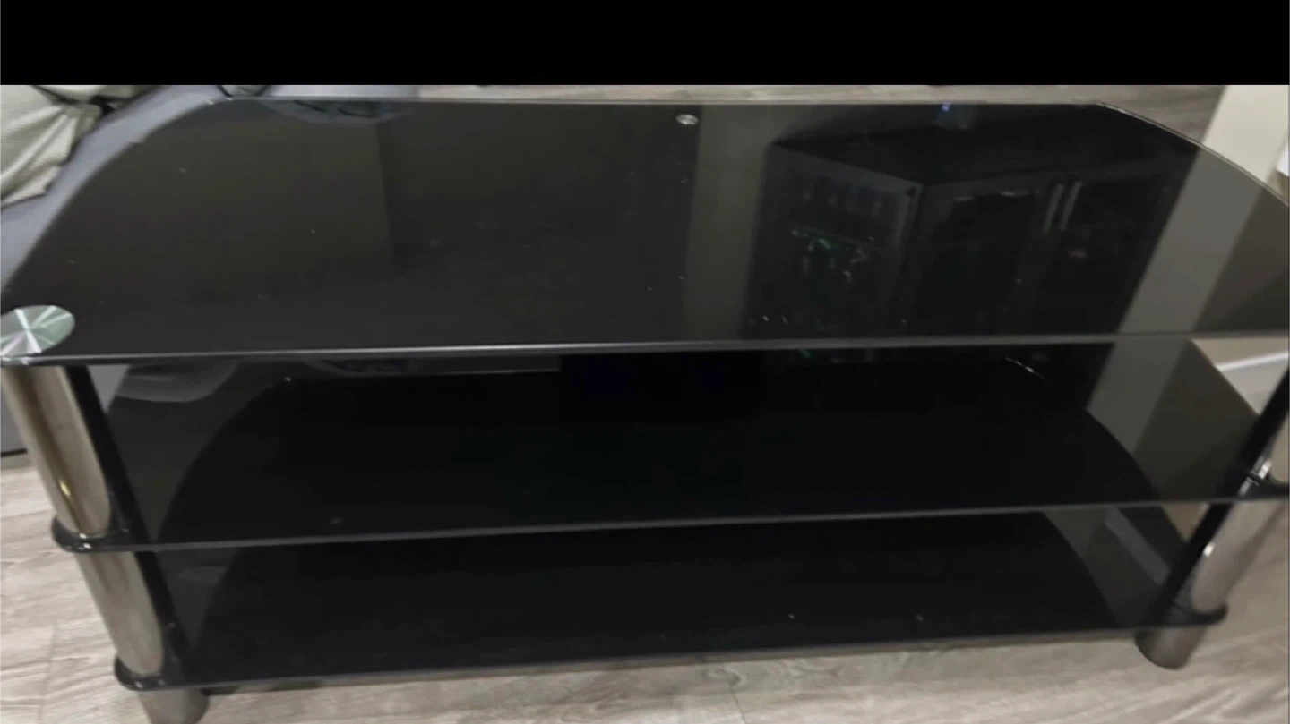 Black Glass TV Stand - photo 2