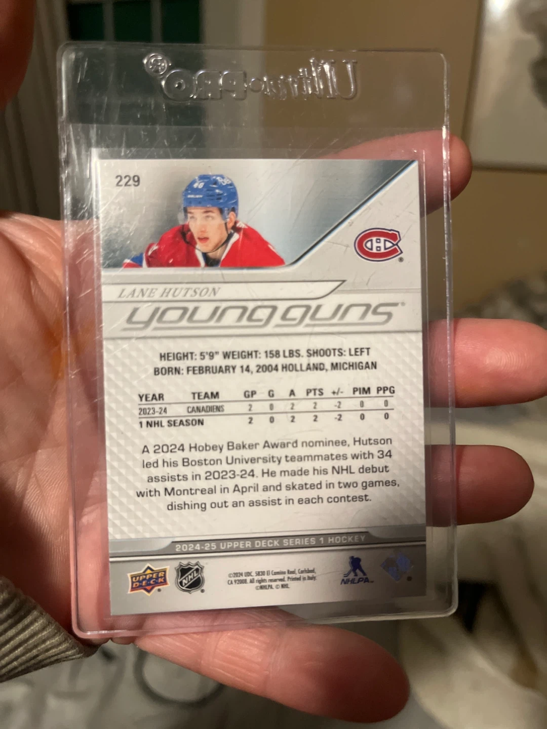 Lane Hutson 2024-25 Upper Deck Young Guns Card - photo 2