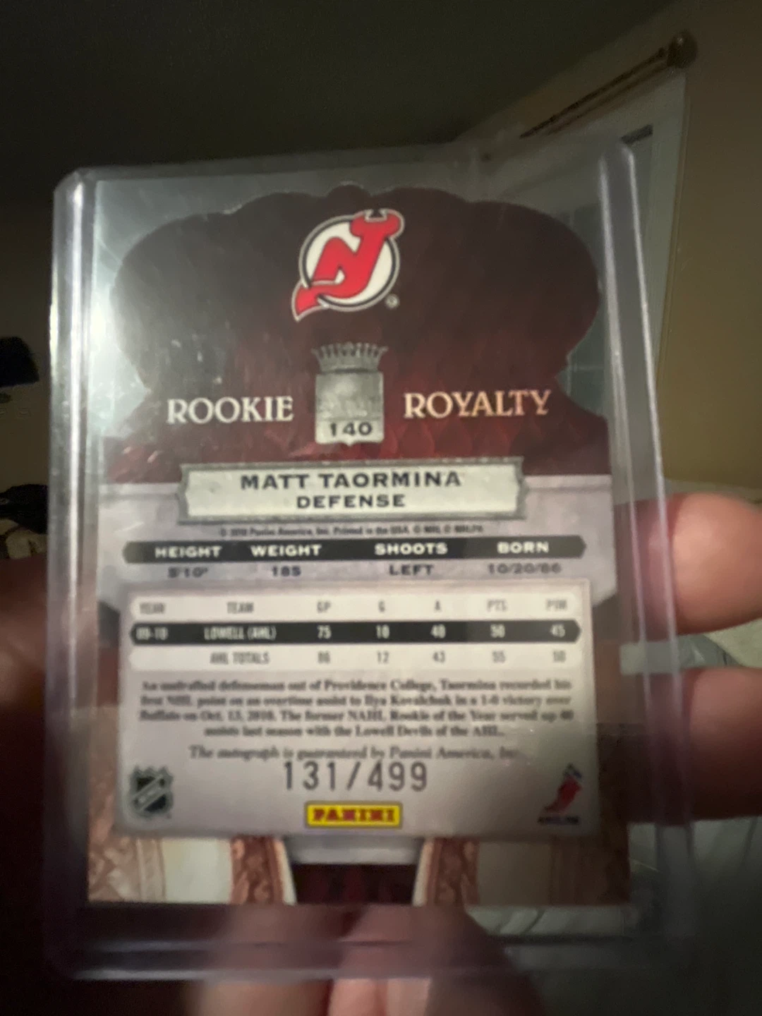 Matt Taormina Rookie Royalty Autograph Card - photo 2