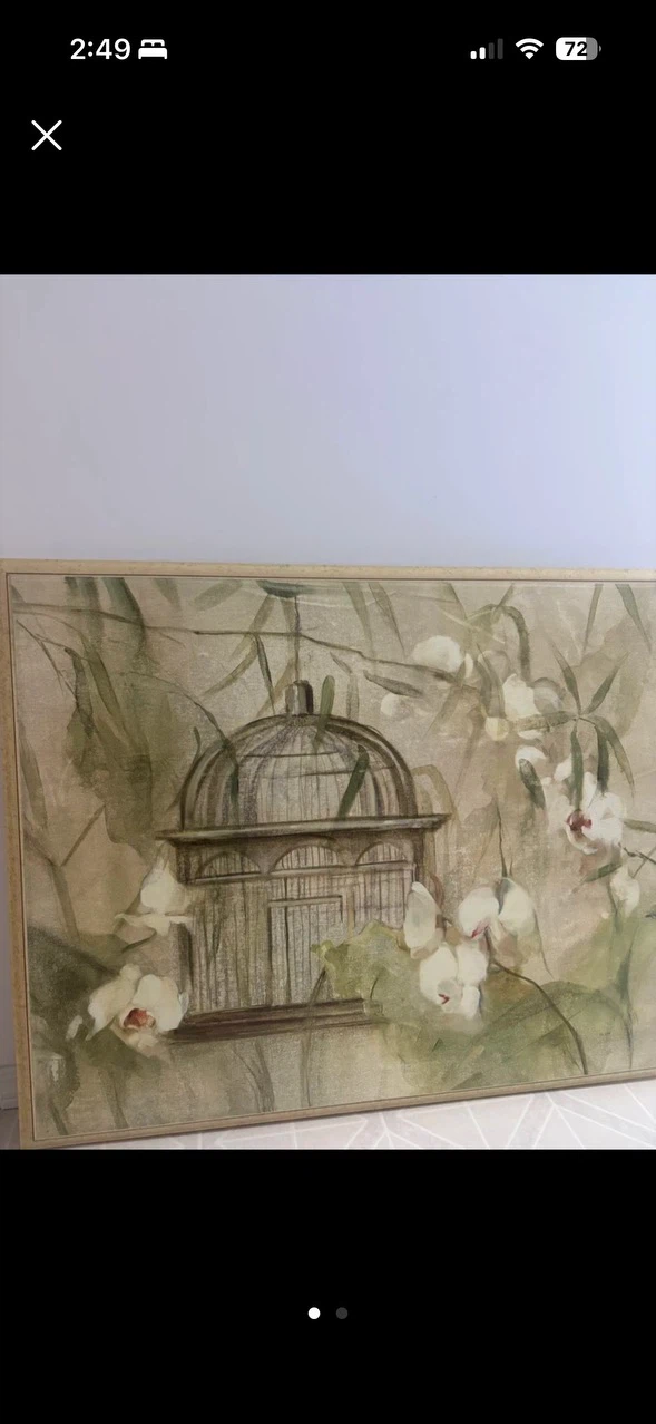 Birdcage and Flowers Wall Art