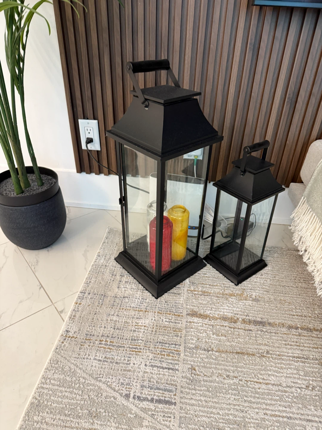 Set of Two Decorative Metal Lanterns