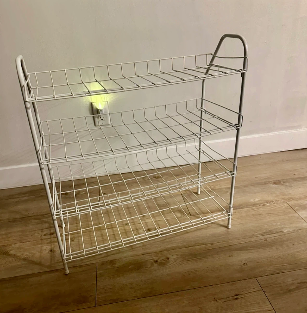 4-Tier White Metal Shoe Rack