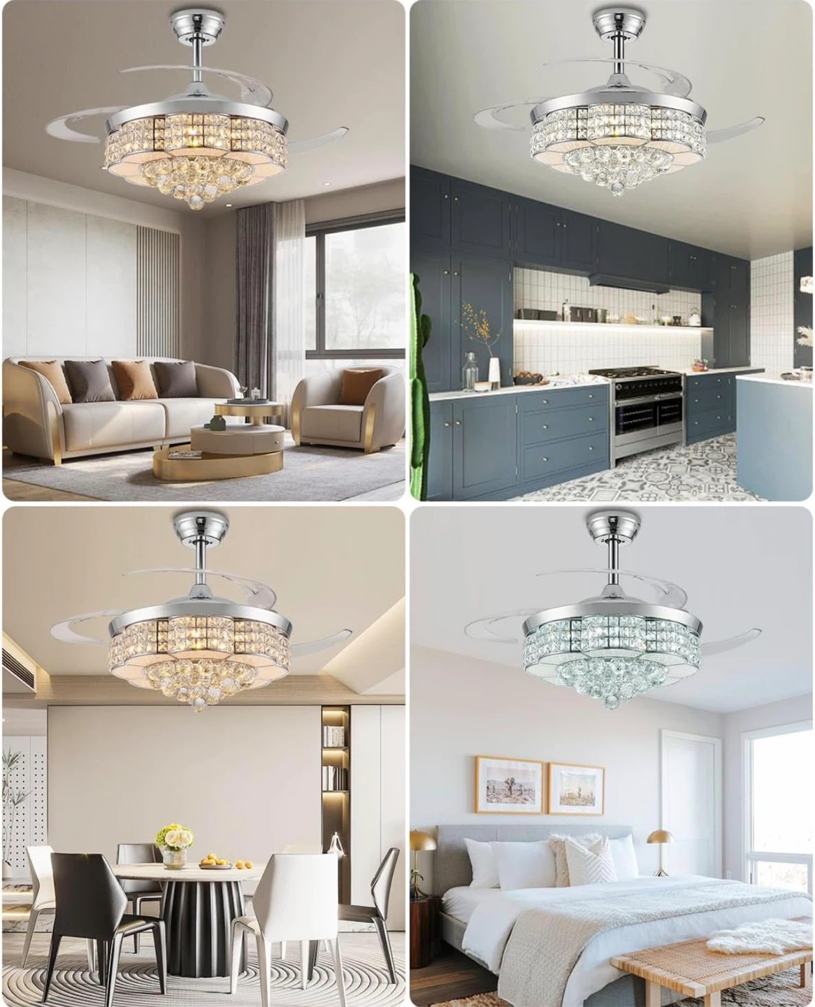 Retractable Crystal Ceiling Fan with Remote - no tax - photo 3