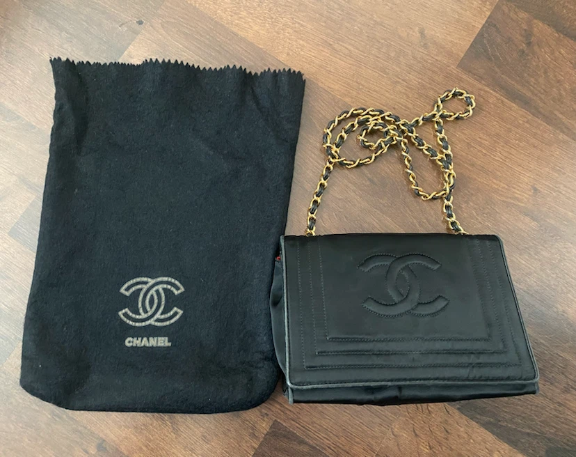 Chanel Black Satin Chain Shoulder Bag - photo 3