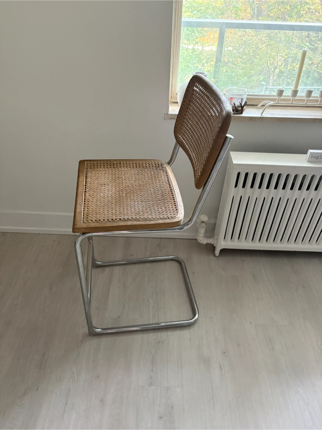 Set of Two Cane Wicker & Chrome Bar Stools