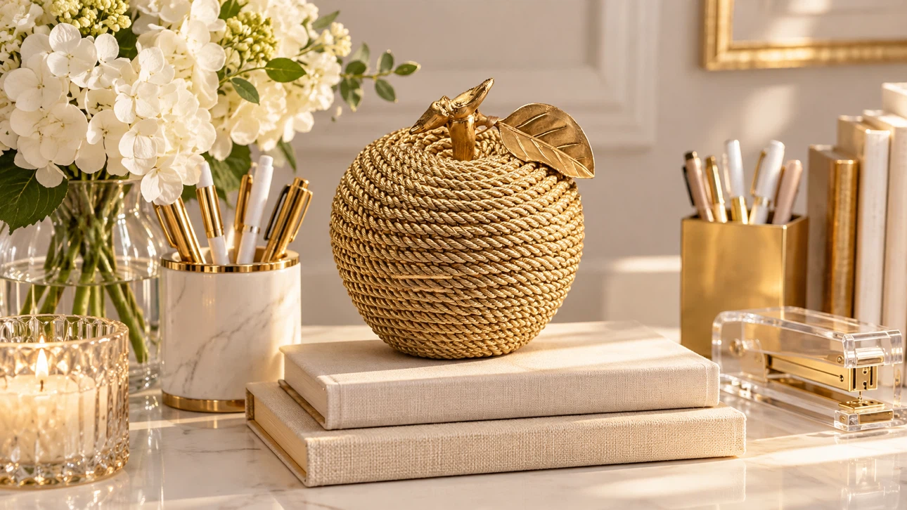 Gold Rope Decorative Apple Figurine