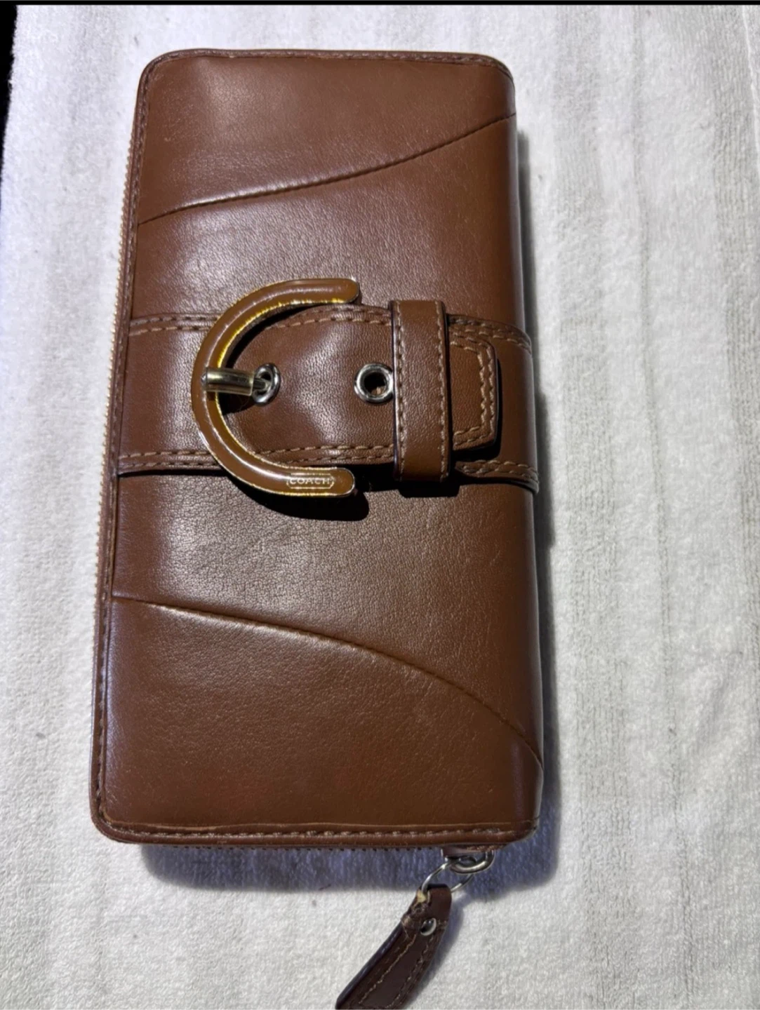 Coach Brown Leather Buckle Wallet