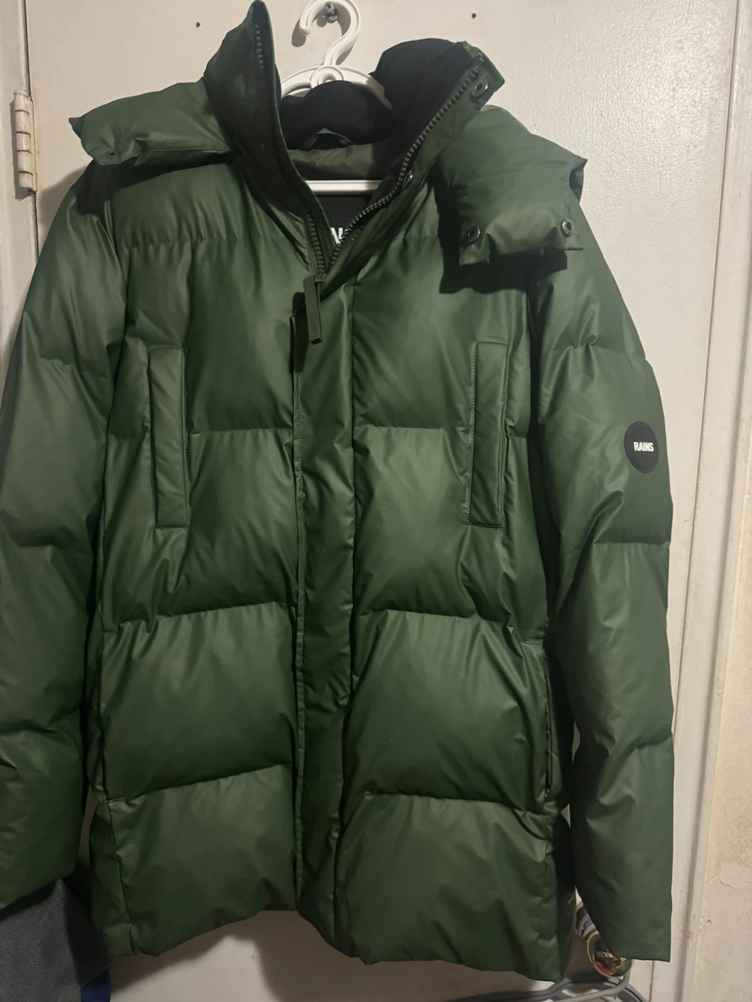 RAINS Green Puffer Jacket