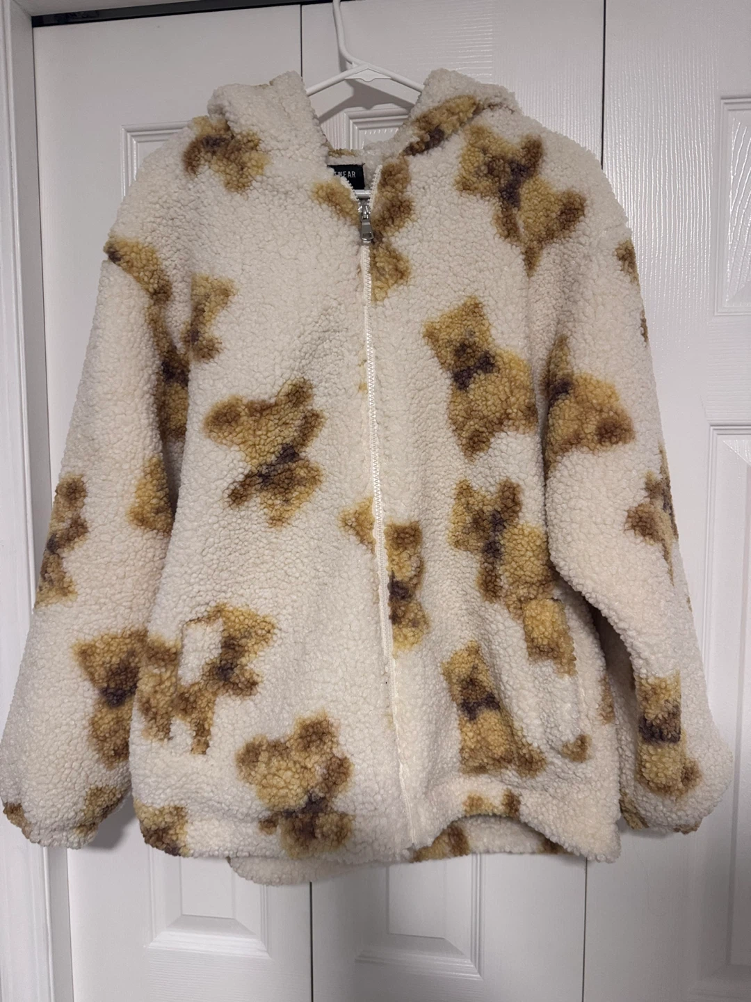 Streetwear Society Teddy Bear Print Fleece Jacket