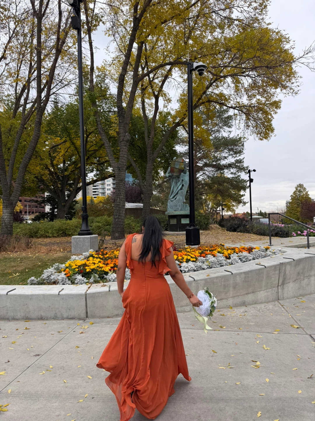 Azazie Leilani Burnt Orange Chiffon Dress - photo 4
