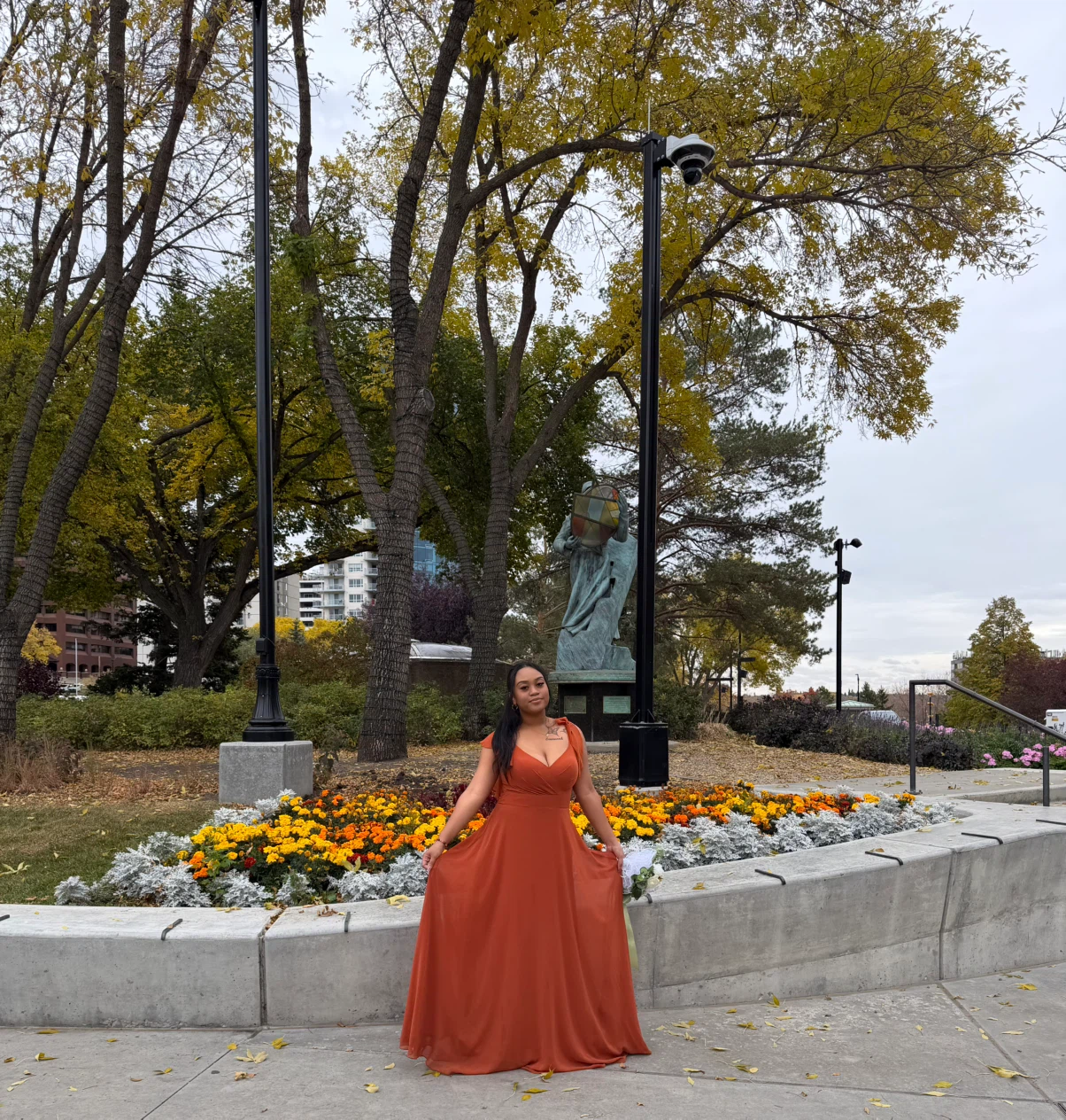 Azazie Leilani Burnt Orange Chiffon Dress - photo 5