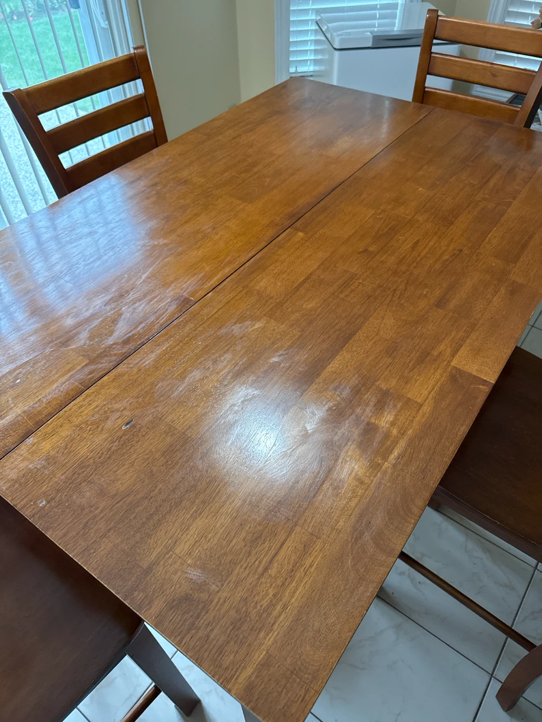 5-piece pub-style table and chairs with leaf and lazy Susan - photo 2