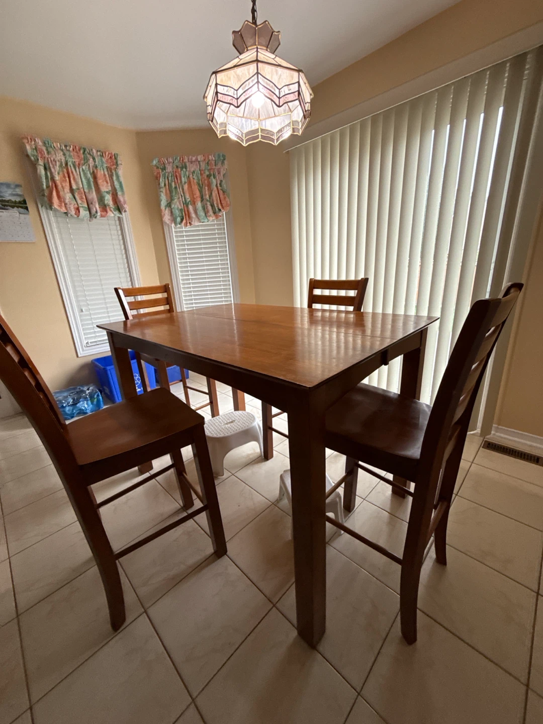 5-piece pub-style table and chairs with leaf and lazy Susan - photo 3