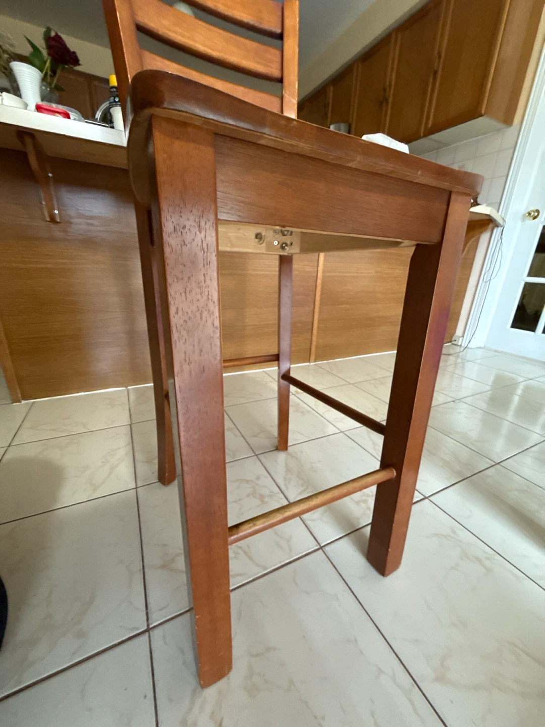 5-piece pub-style table and chairs with leaf and lazy Susan - photo 4