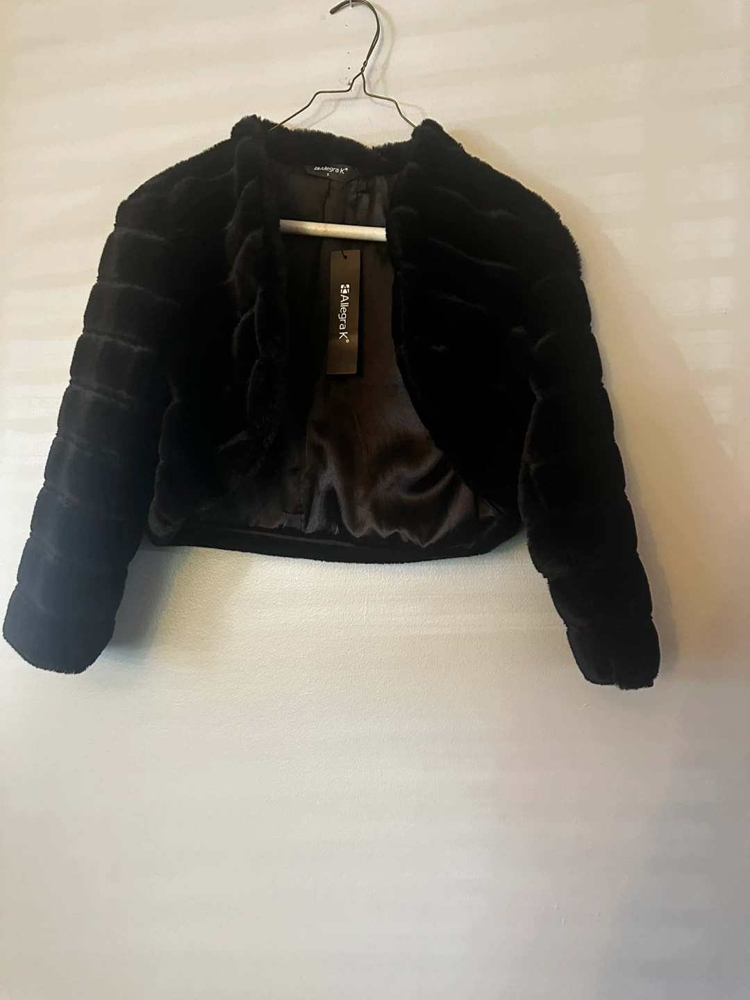 Allegra K Black Faux Fur Bolero Jacket Size S - photo 2