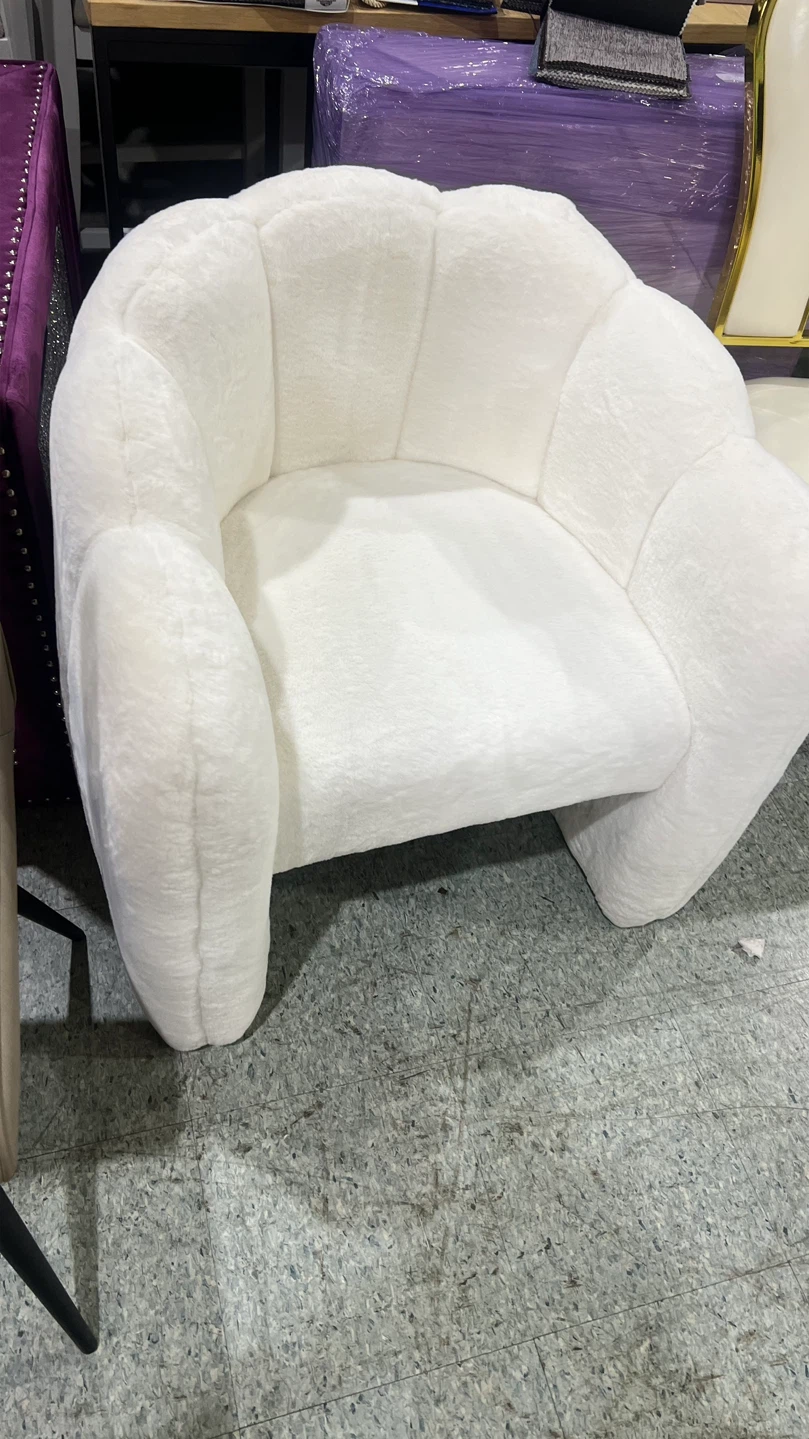White Faux Fur Shell Accent Chair