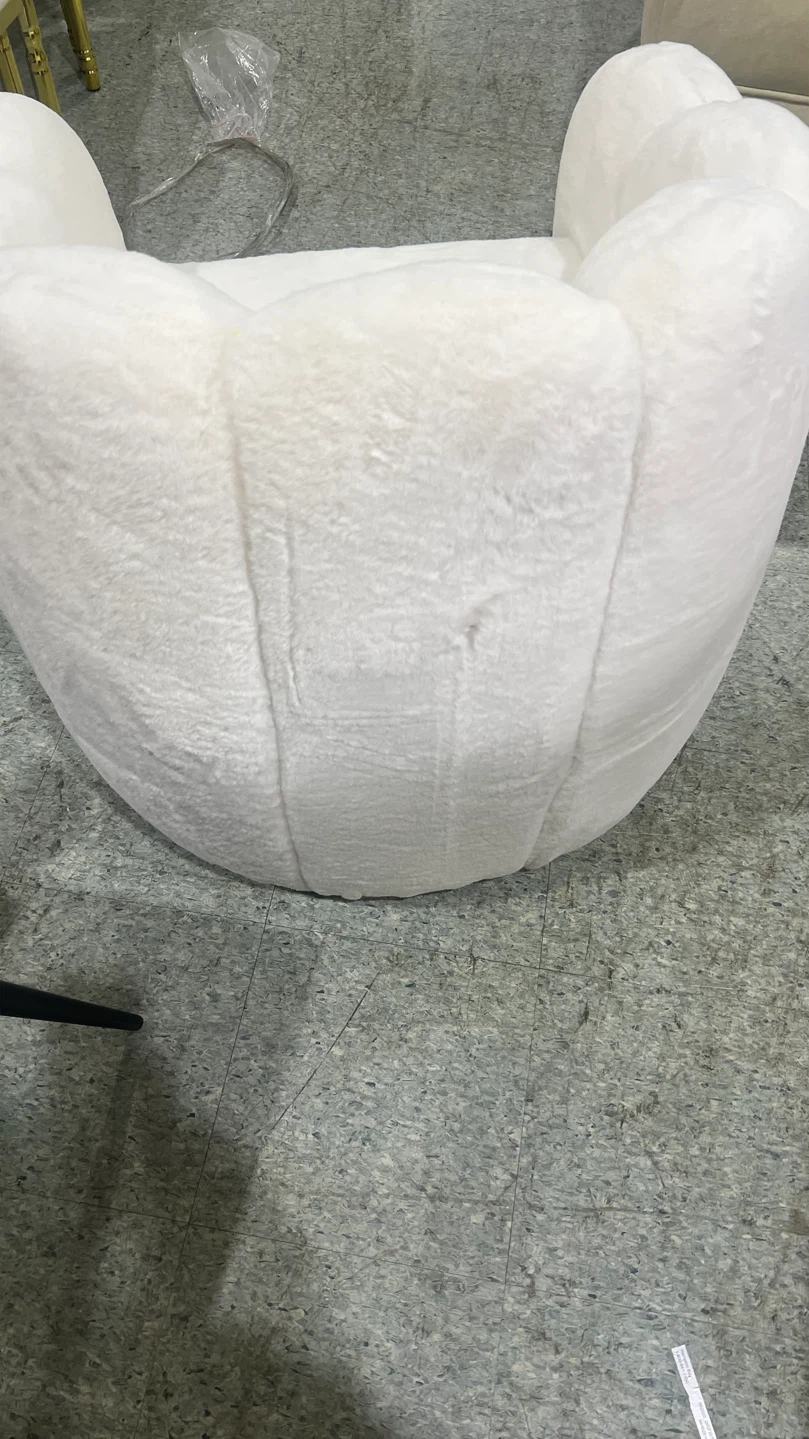 White Faux Fur Shell Accent Chair - photo 2