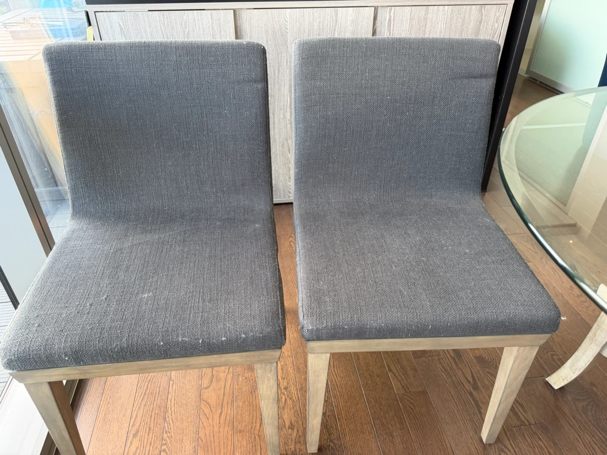Set of 4 Grey Upholstered Dining Chairs