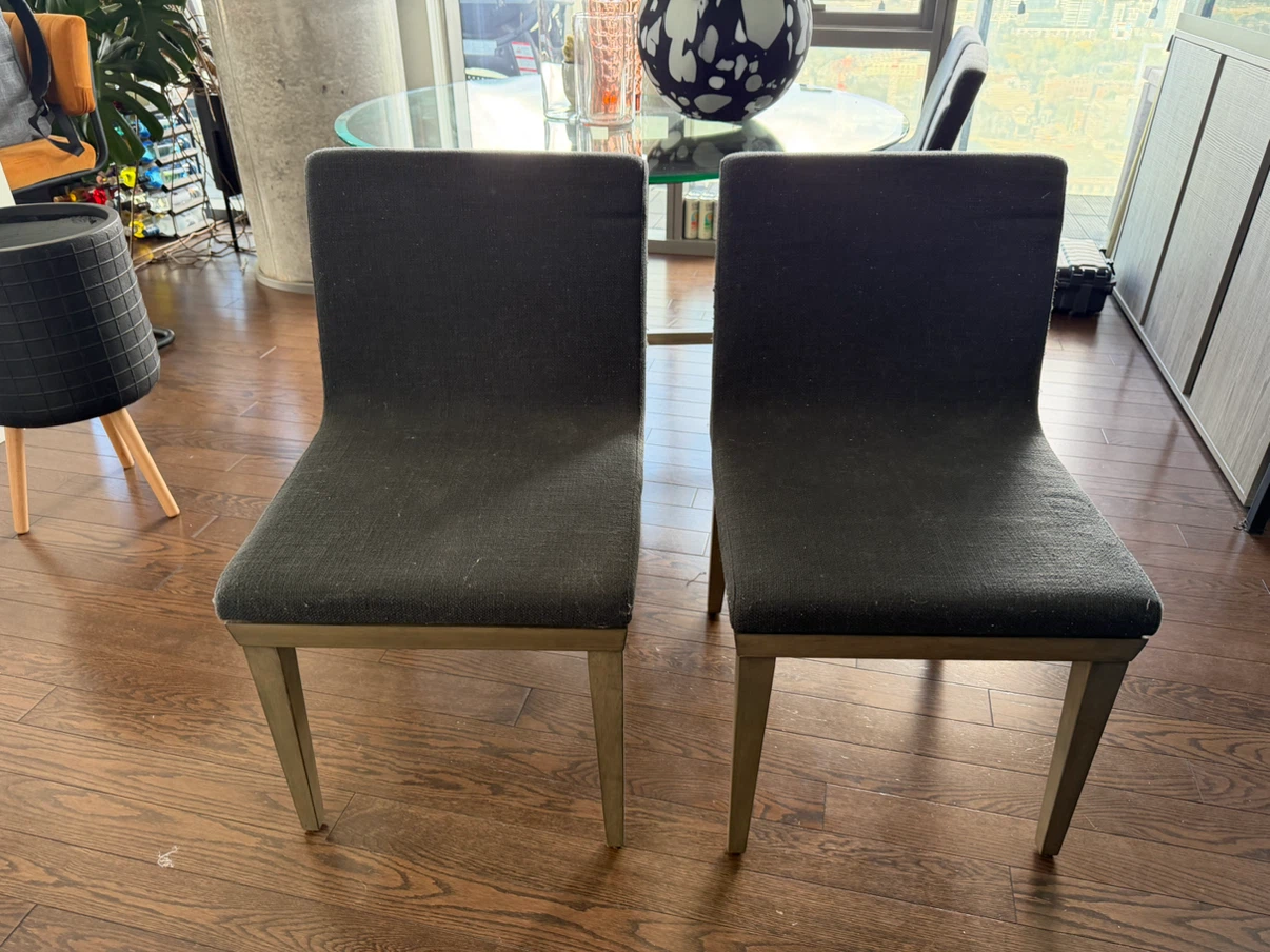Set of 4 Grey Upholstered Dining Chairs - photo 2