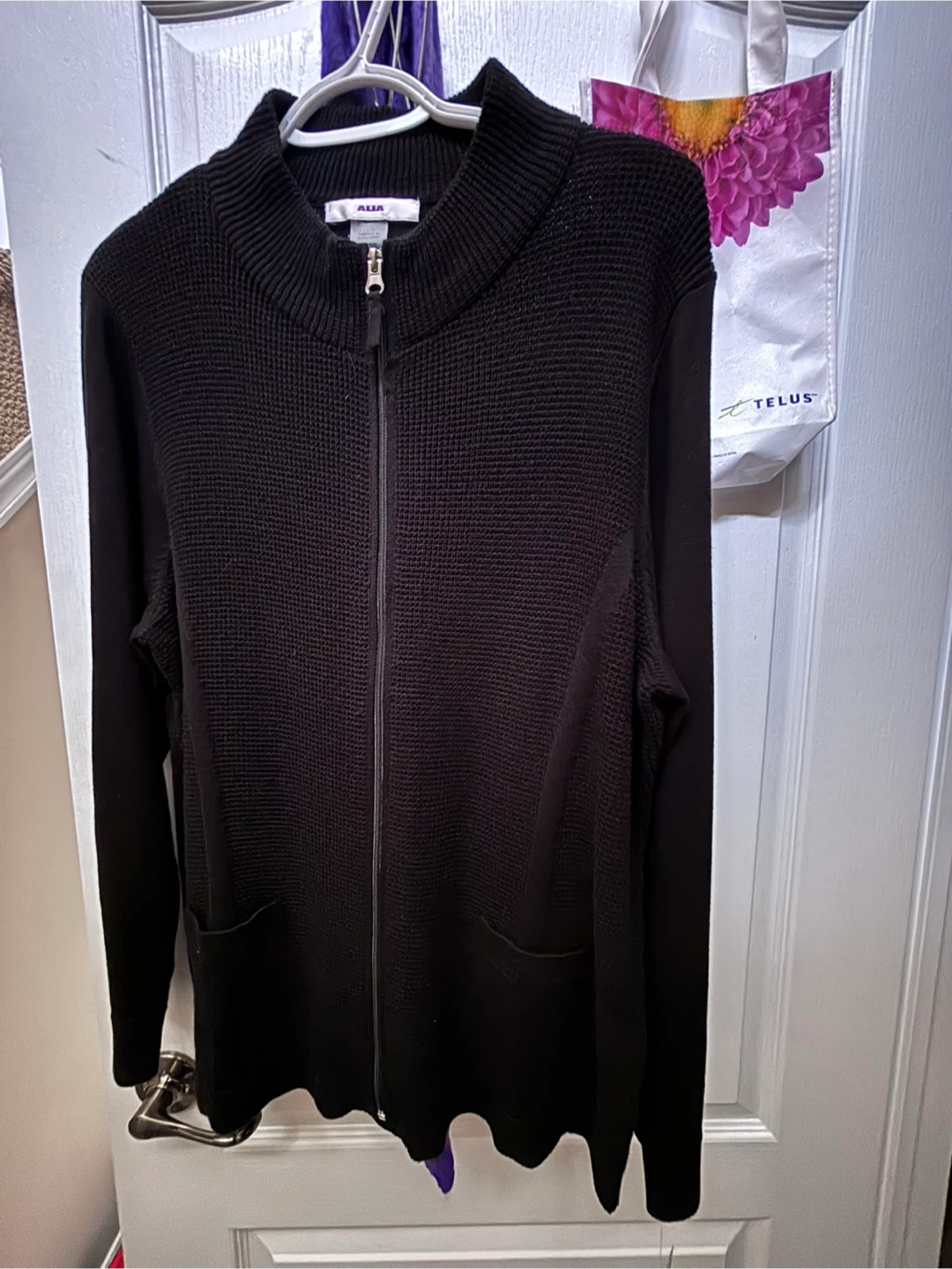 Alia Black Full-Zip Cardigan