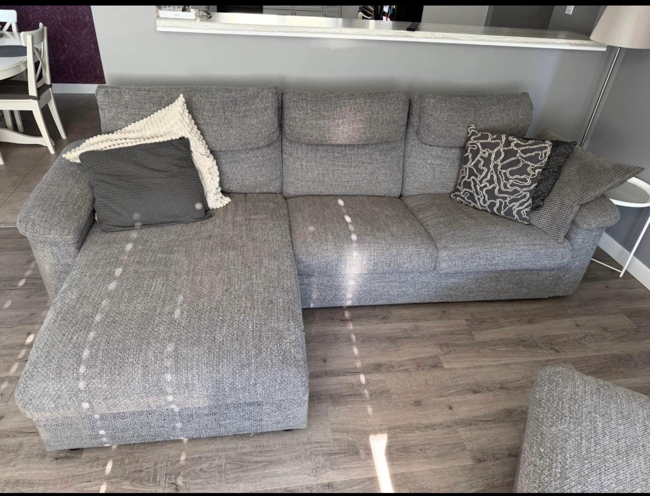 Grey Fabric Sectional Sofa with Storage Chaise - photo 2