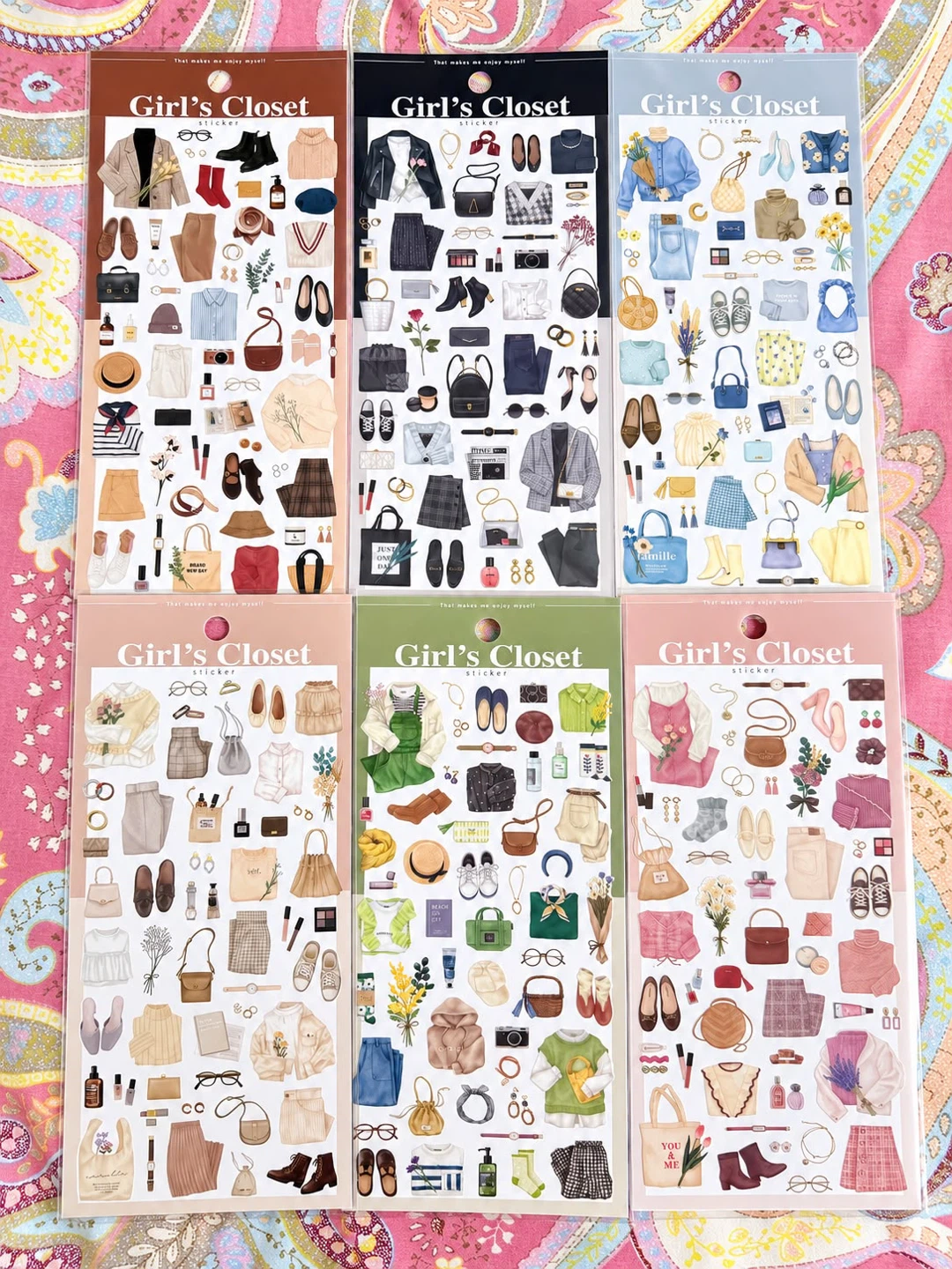 Set of 6 -Girl's Closet Fashion Stickers