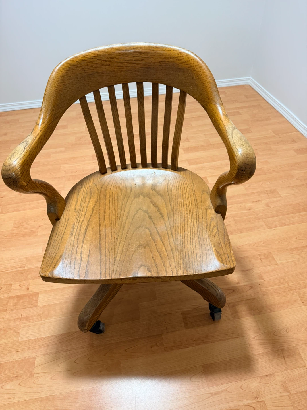 Vintage H. Krug Solid Oak Swivel Office Chair – Made in Canada