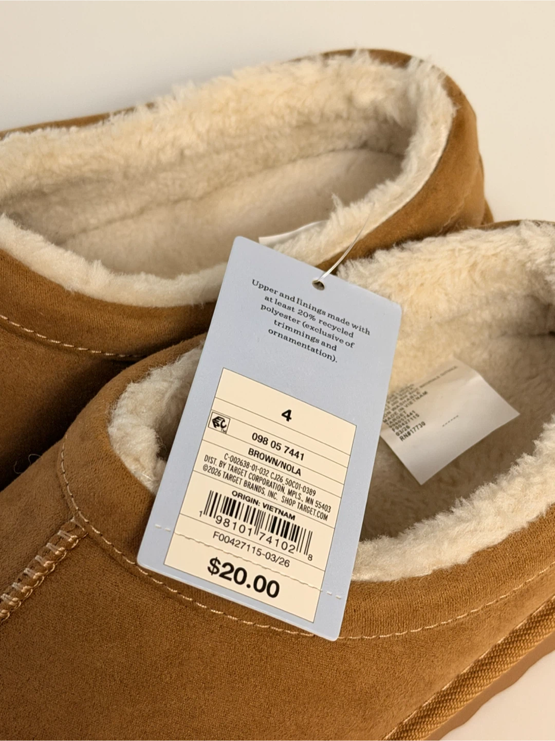 Cat & Jack Brown Slippers Size 4 - photo 2