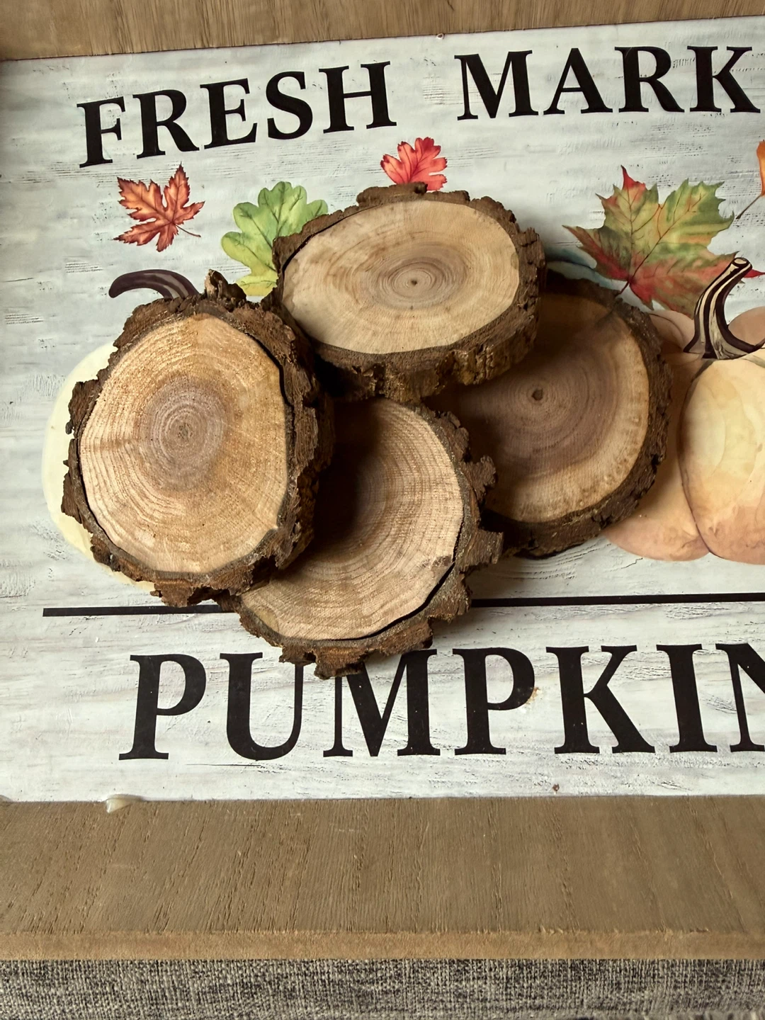Set of 4 natural wood slice coasters