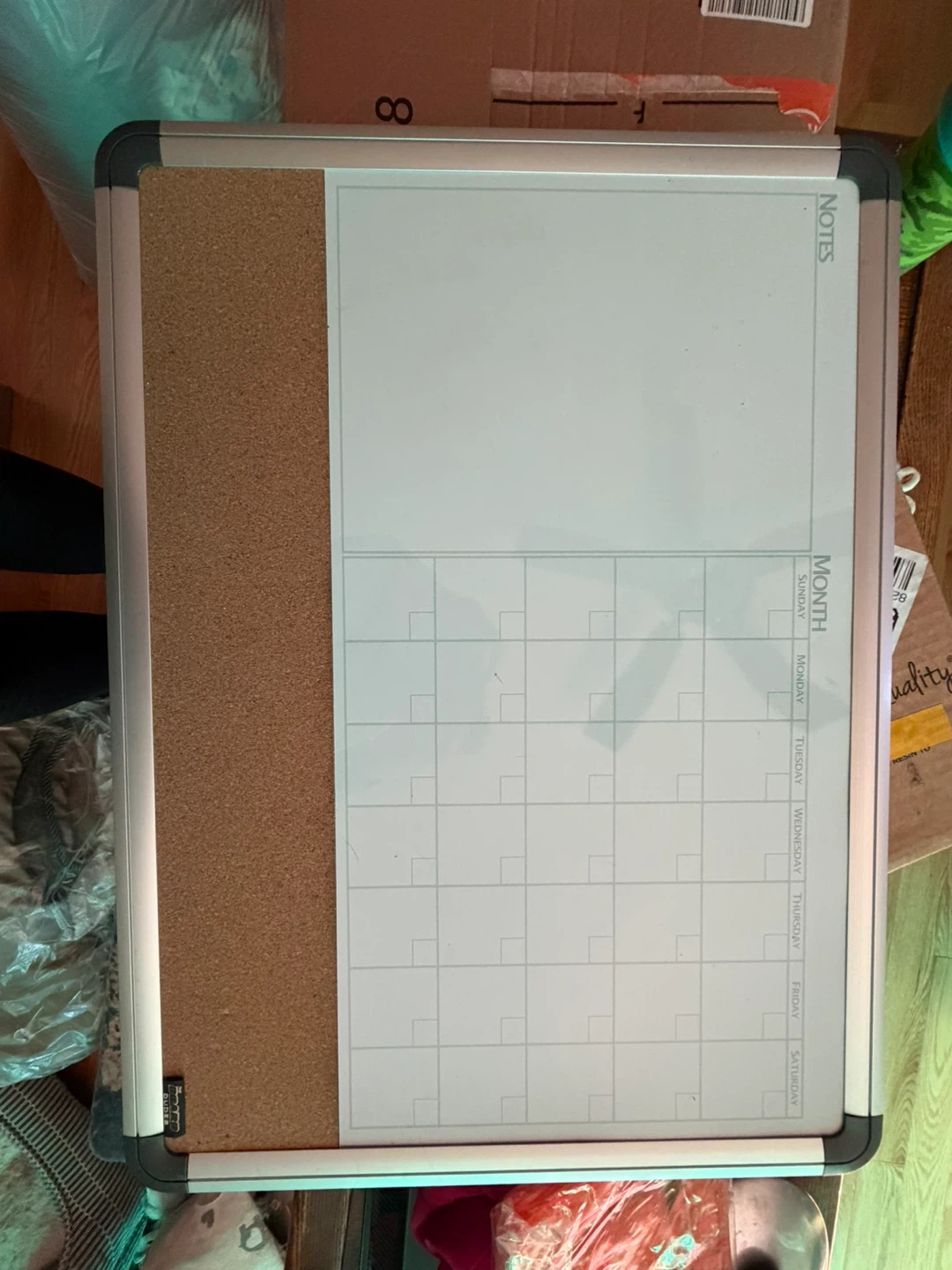 Magnetic Dry Erase Calendar and Cork Board