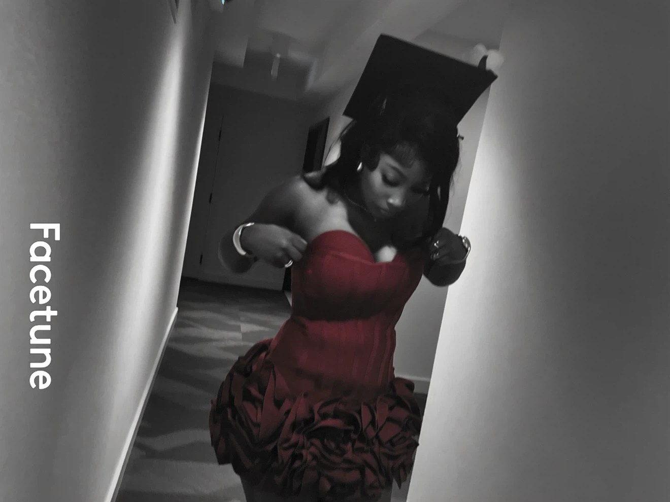 Fashion Nova Red Rosette Corset Dress