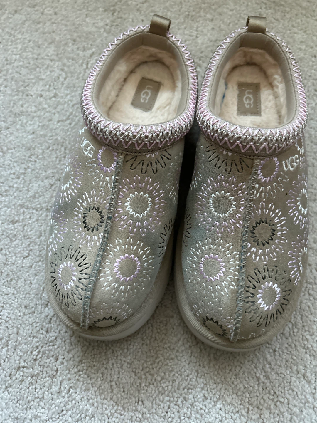 UGG Slippers with Floral Embroidery - photo 2