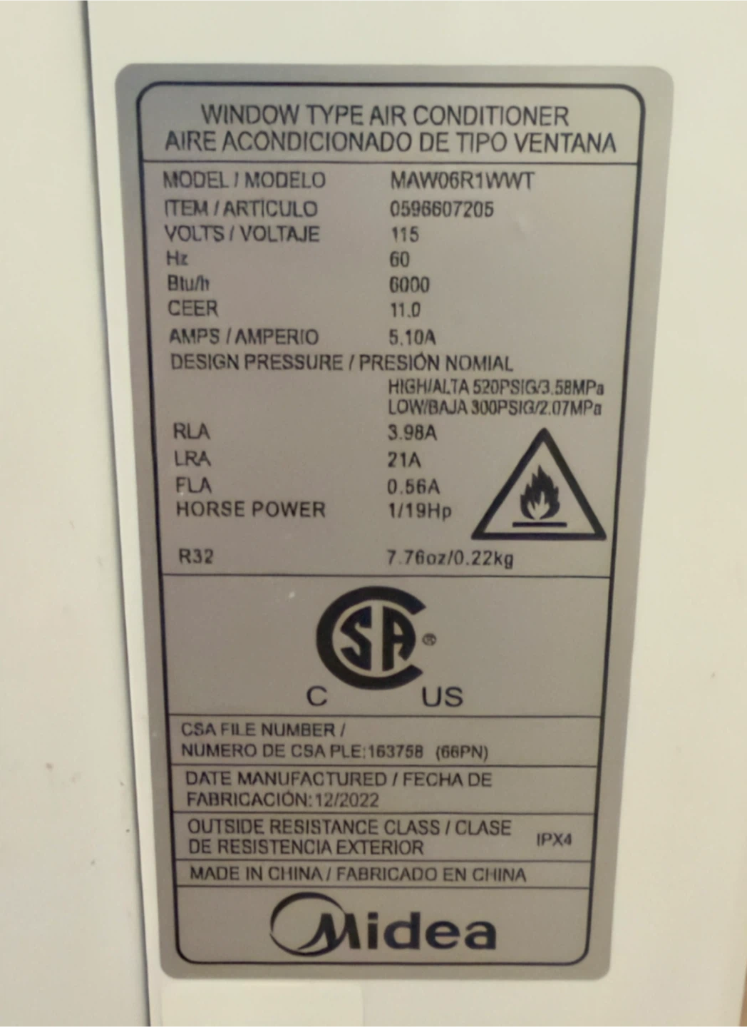 Midea 6000 BTU Window Air Conditioner MAW06R1WWT - photo 2