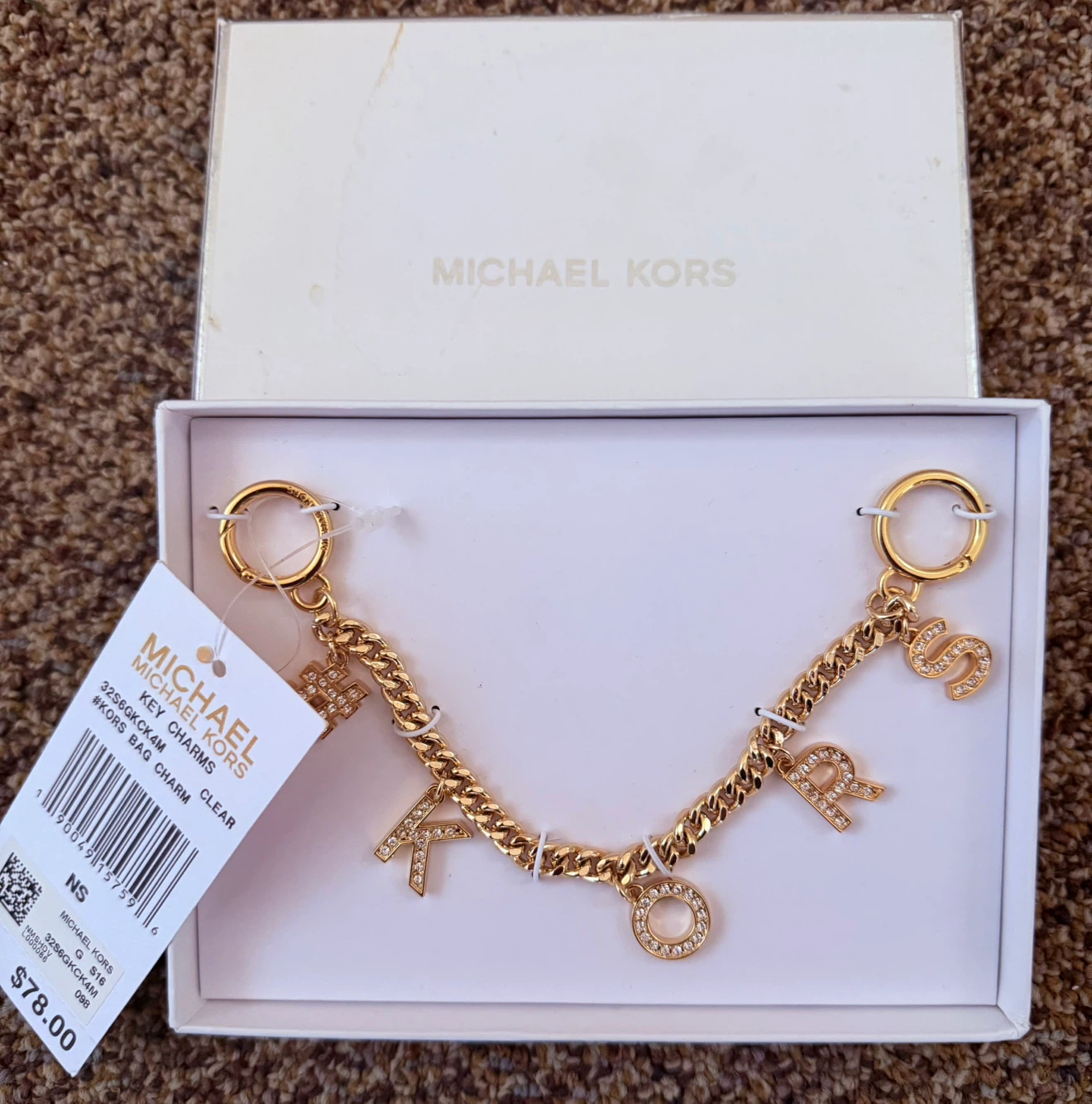 BRAND NEW w Tag • MICHAEL KORS MK • Crystal Bag Tag