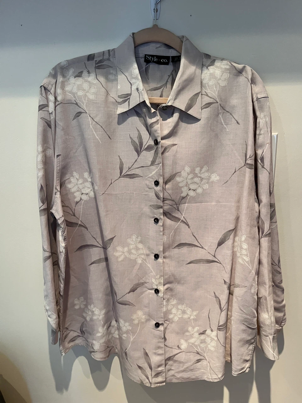 Style & Co. Floral Linen Blend Shirt Size 16