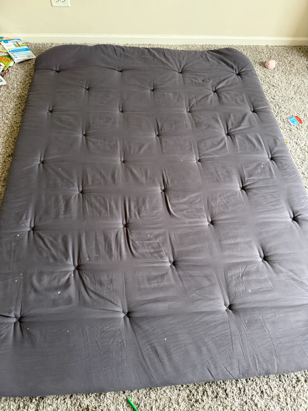 Gray Tufted Japanese Floor Mattress