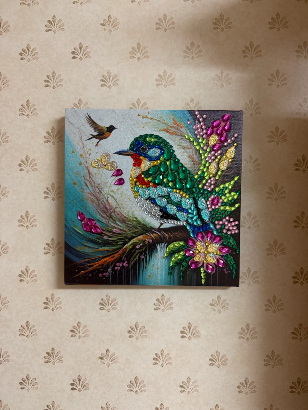 Handmade Diamond Painting Hummingbird Artwork – 20 × 20 cm - photo 2