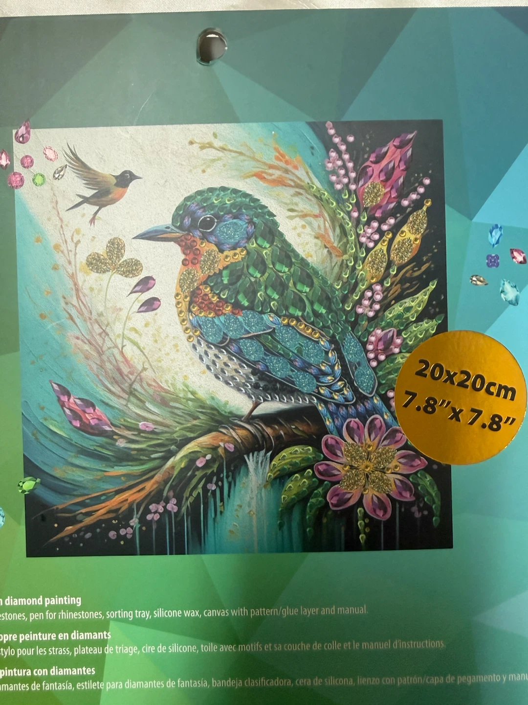 Handmade Diamond Painting Hummingbird Artwork – 20 × 20 cm - photo 5
