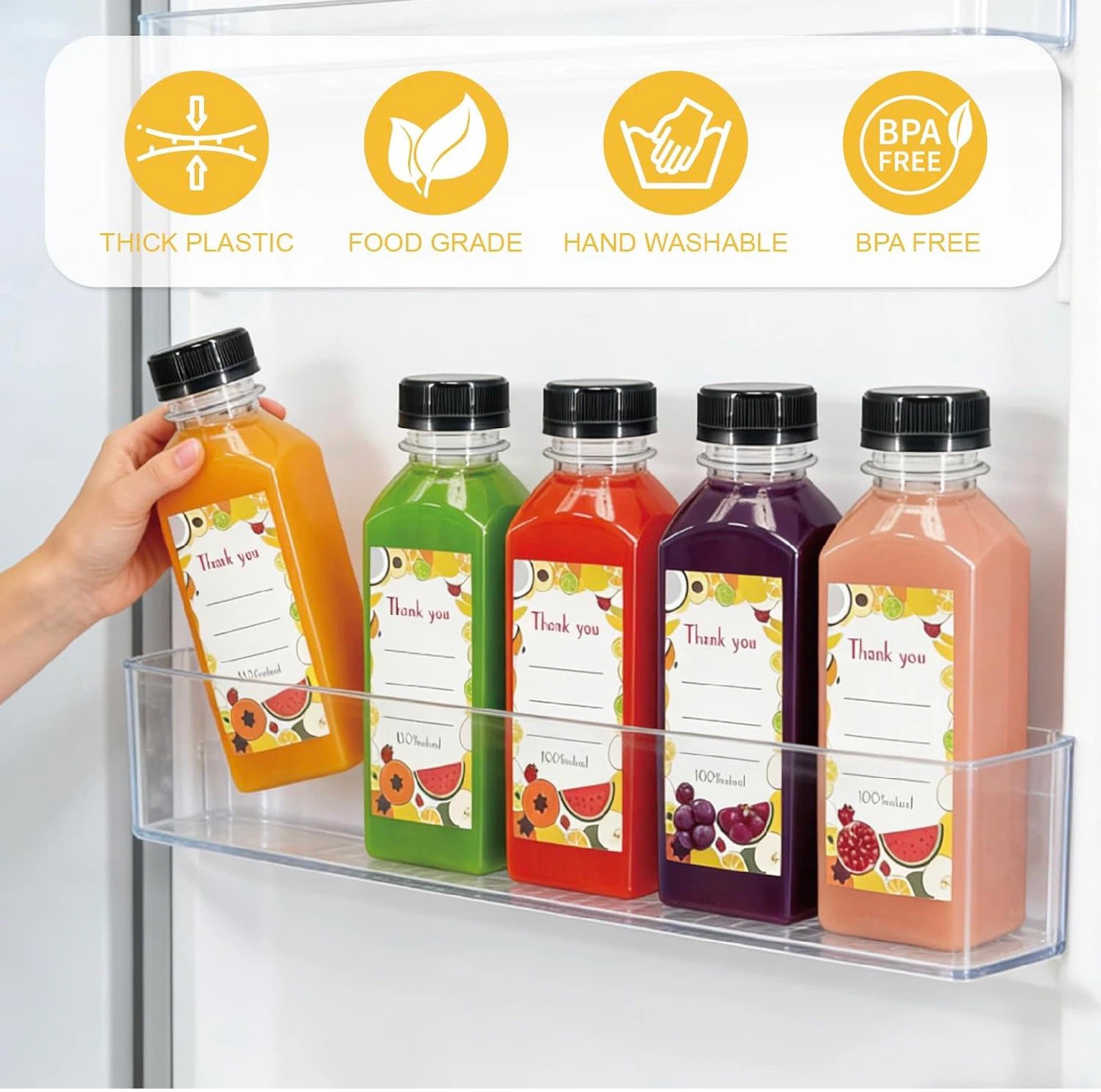 48 Pack 12oz Plastic Juice Bottles with Tamper-Evident Caps - photo 5