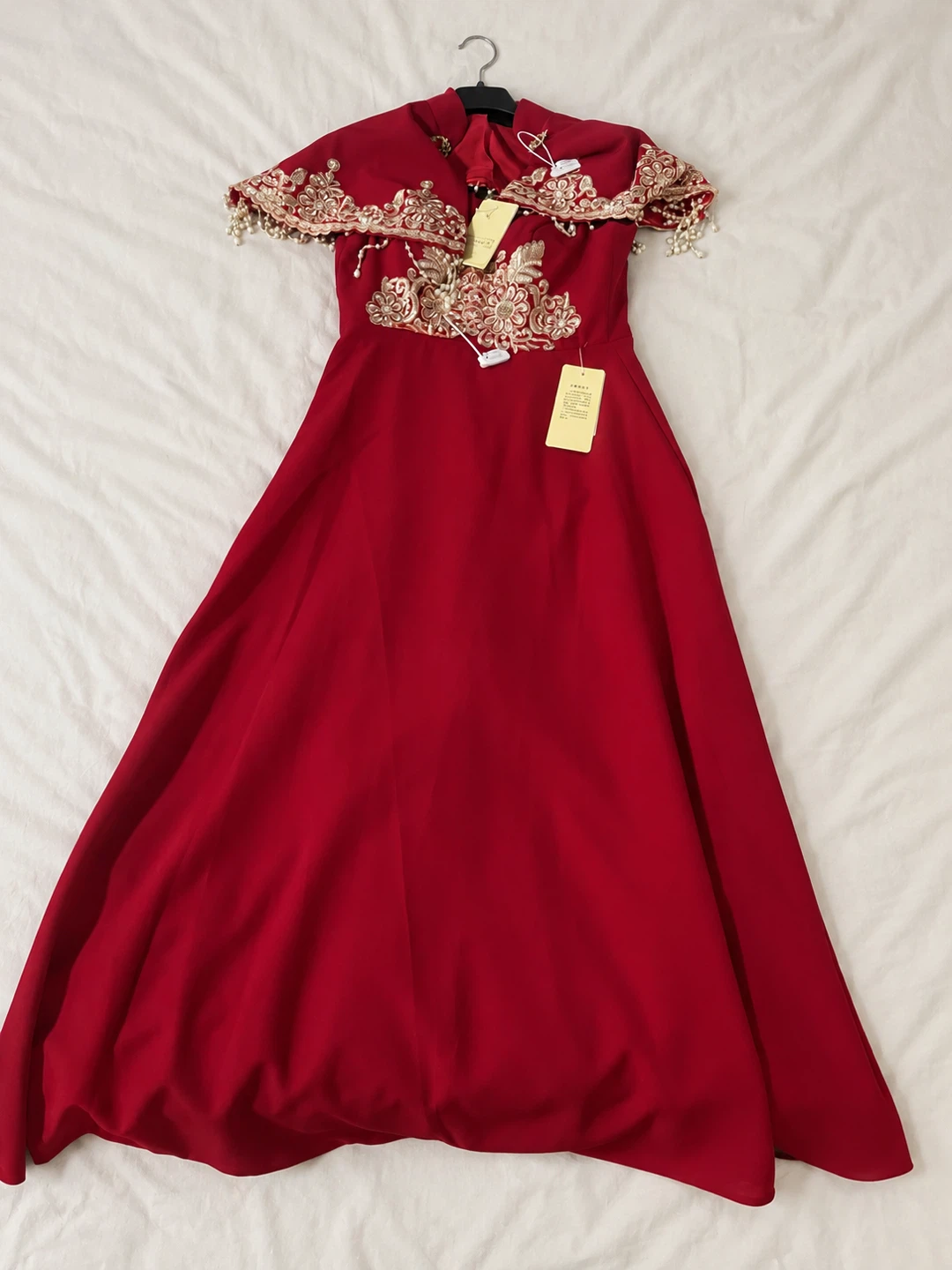 Red Embroidered Evening Dress