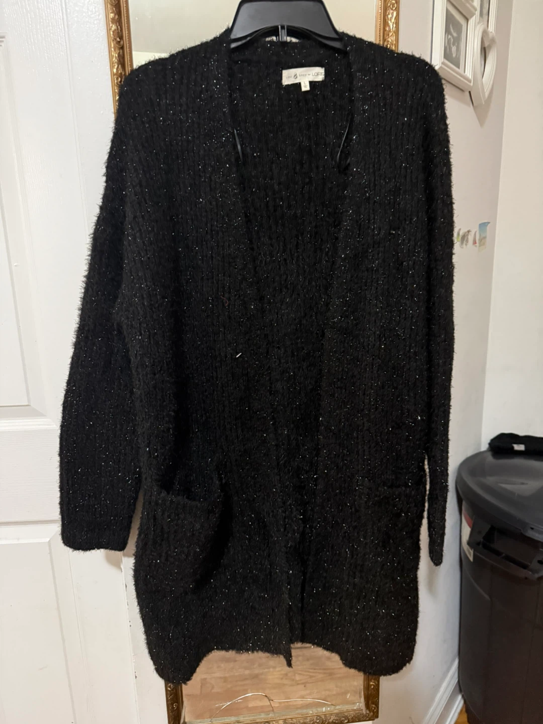 Lou & Grey for LOFT Black Shimmer Cardigan